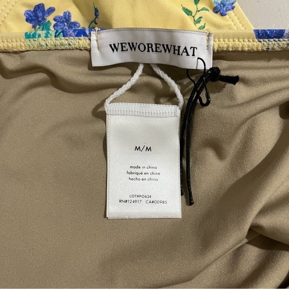WeWoreWhat High Rise Bikini Bottom Yellow Floral Size Medium Full Coverage - Picture 4 of 7